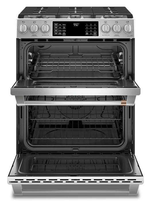 Cafe 30 Inch Slide-In Dual-Fuel Double Oven Convection Range CC2S950P2MS1