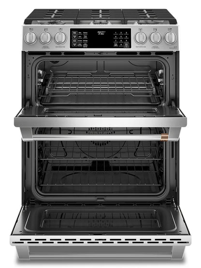 Cafe 30 Inch Slide-In Dual-Fuel Double Oven Convection Range CC2S950P2MS1