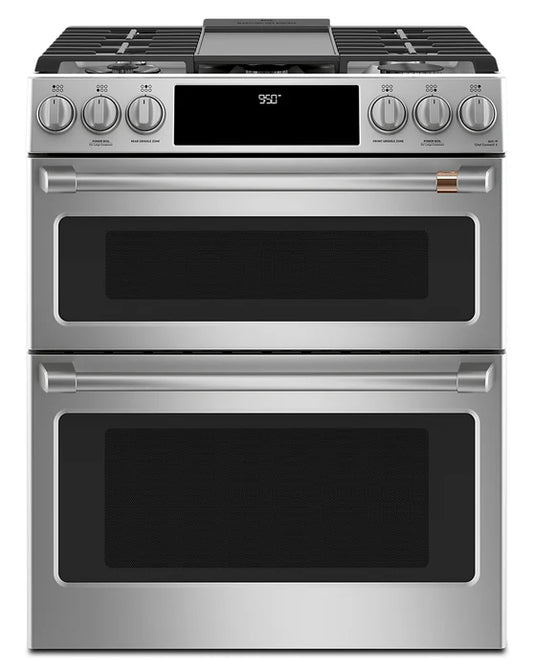 Cafe 30 Inch Slide-In Dual-Fuel Double Oven Convection Range CC2S950P2MS1
