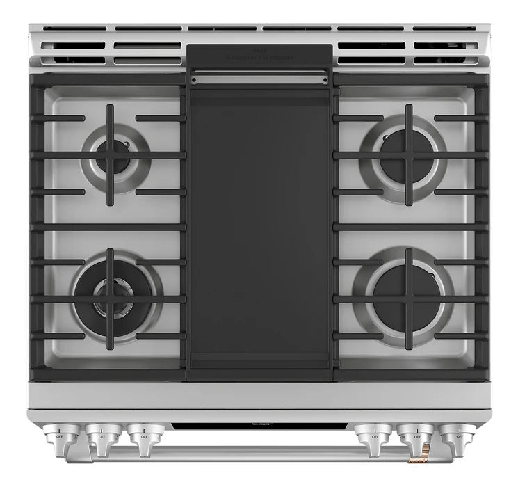 Cafe 30 Inch Slide-In Dual-Fuel Double Oven Convection Range CC2S950P2MS1
