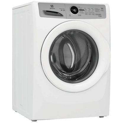Electrolux ELFW7337AW 4.4 cu. ft. front-load washer with 1,100 RPM spin speed, multiple wash cycles, energy-efficient design, and stackable installation option