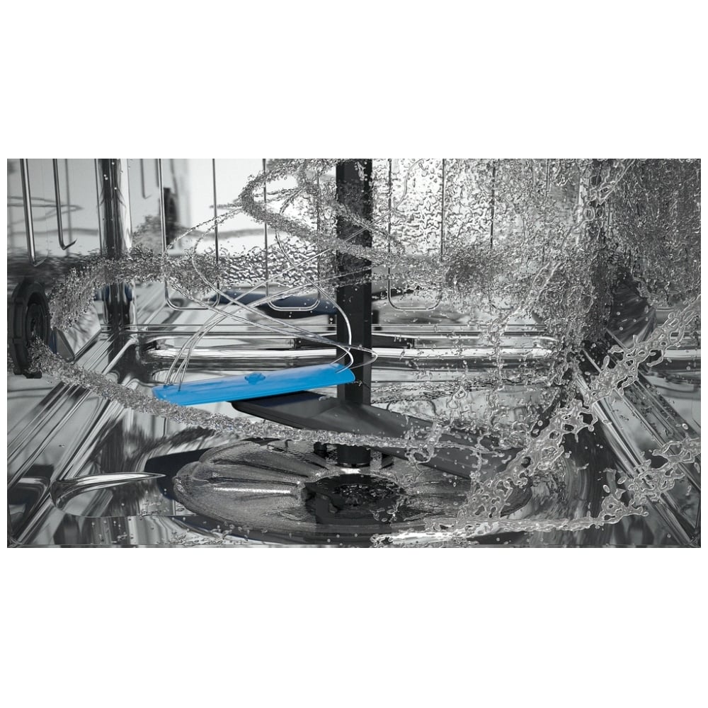 FDSH4501AS1 Dishwasher with drying cycle in progress – The dishwasher in operation, displaying the drying process with steam rising, indicating efficient performance.