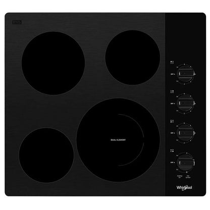 24-inch electric cooktop with a sleek black glass surface and four radiant burners.