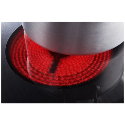 Radiant heating elements on a 24-inch electric cooktop, including a dual-size burner for flexible cooking.