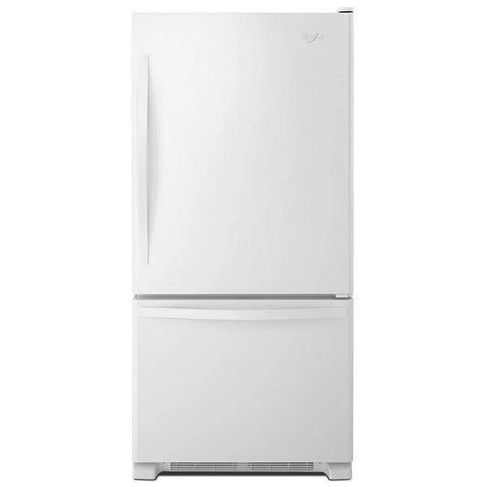 Whirlpool WRB329RFBW 30-inch bottom freezer refrigerator in white – front view