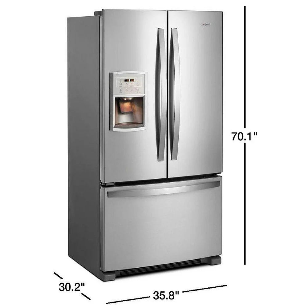 Whirlpool WRF550CDHZ 36" Counter-Depth French Door Refrigerator – 20 Cu. Ft. – Fingerprint-Resistant Stainless Steel