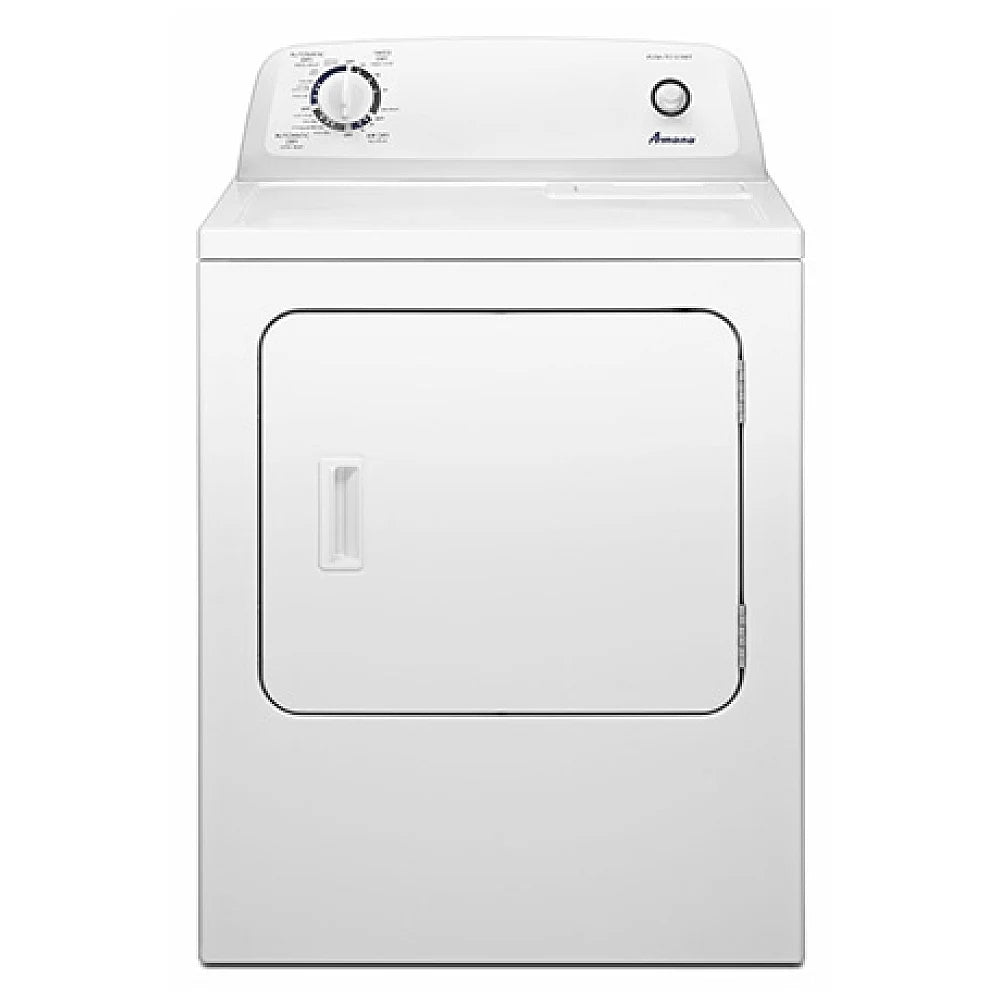 Front view of Amana YNED4655EW 6.5 cu. ft. used electric dryer in white