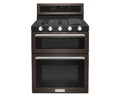 KitchenAid 30 Inch 5 Burner Gas Double Oven Convection Range