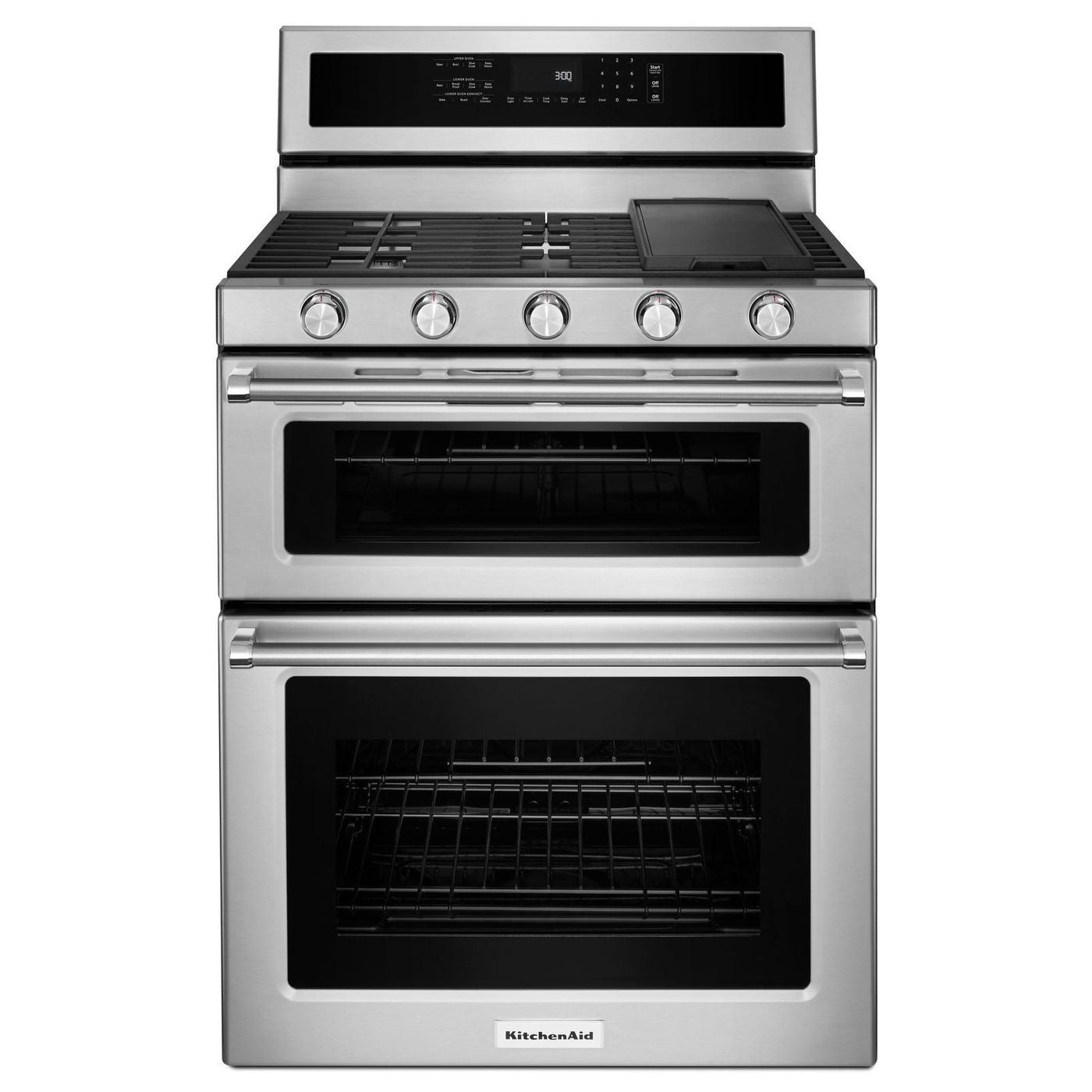 KitchenAid 30 Inch 5 Burner Gas Double Oven Convection Range