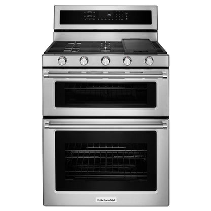 KitchenAid 30 Inch 5 Burner Gas Double Oven Convection Range
