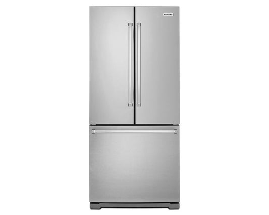 KitchenAid 30 Inch Width Standard Depth French Door Refrigerator With Interior Dispense KRFF300ESS